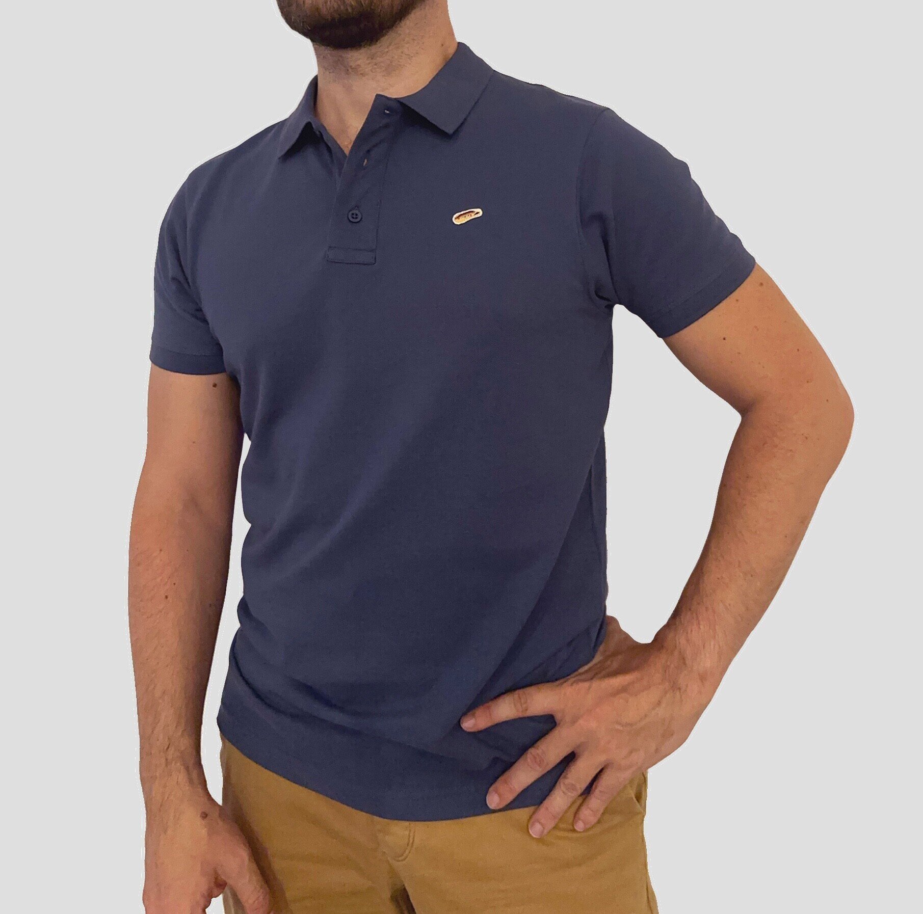 Polo Hombre Manga Corta Azul Denim